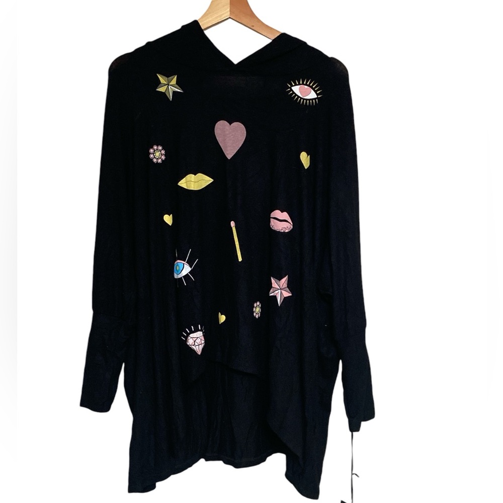 Lauren Moshi Crystal Glam Hoodie in Black - Picture 2 of 10